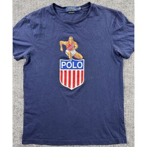 Polo Ralph Lauren Shirt Mens Small Blue Tee Stadium Shield USA Track Hurdle Wing